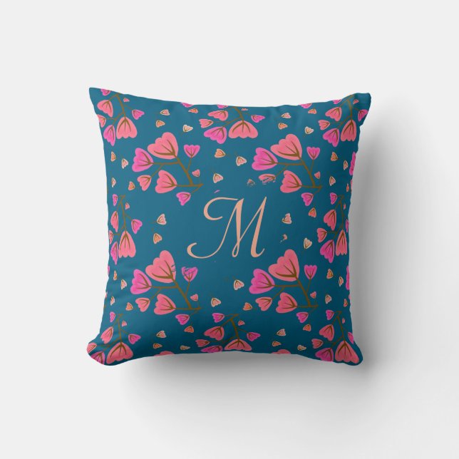 Blushing Petals Floral Throw Pillow (Front)