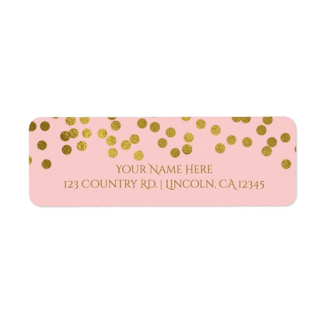 Blushing Pink & Gold Faux Foil Confetti Dots (Front)