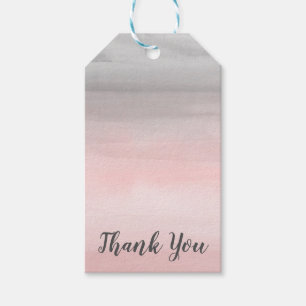 Blushing Pink & Grey Modern Watercolor Ombre Gift Tags