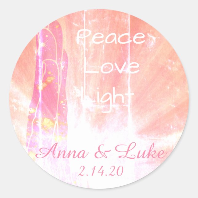 *~* Blushing Pink Healing Energy Hand Rays Classic Round Sticker (Front)