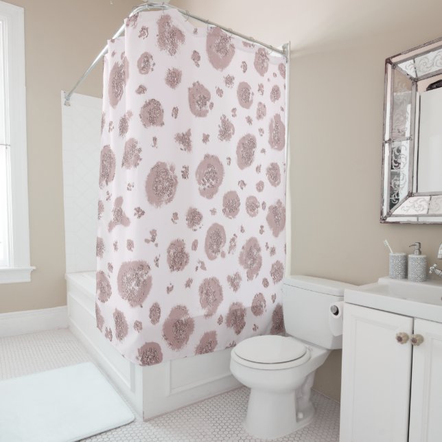 Blushing Pink Leopard Cheetah Print Pattern Shower Curtain (In Situ)