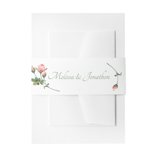Blushing Pink Rose Elegant Wedding Invitation Belly Band (Front Example)