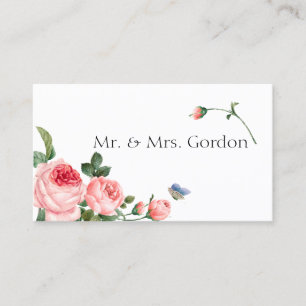 Blushing Pink Rose Floral Elegant Place Card