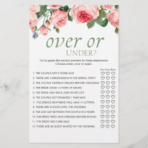 Blushing Pink Rose Floral Game Over or Under Flyer