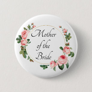Blushing Pink Rose Mother of the Bride 6 Cm Round Badge