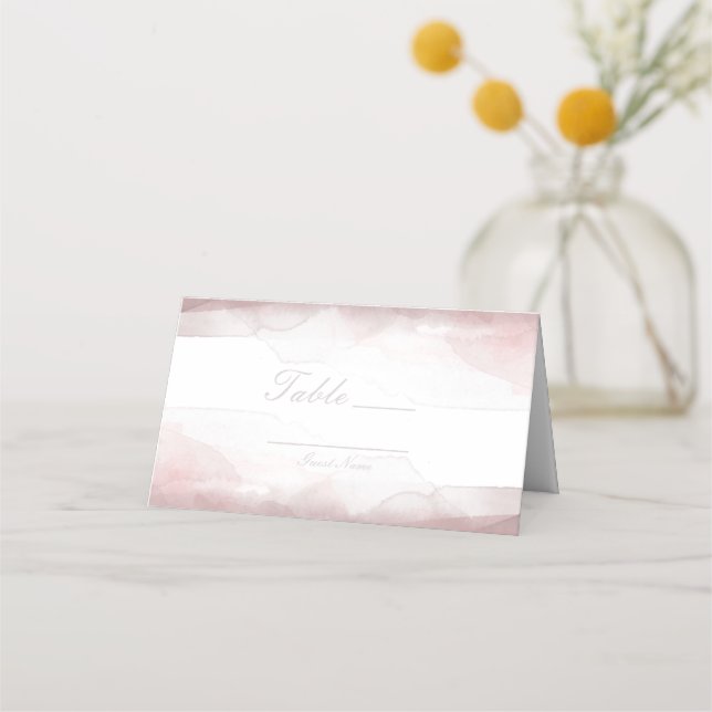 Blushing Pink Watercolor Table Number Seating Place Card (Front)