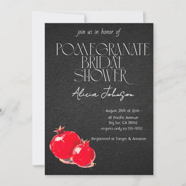 Blushing Pomegranate Branch Bridal Shower Invitation (Front)