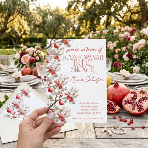 Blushing Pomegranate Branch Bridal Shower Invitation