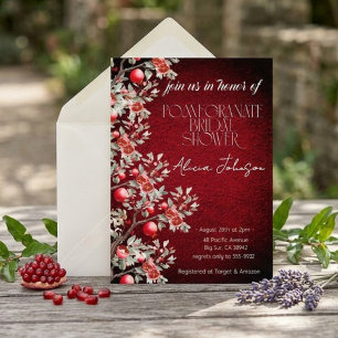 Blushing Pomegranate Branch Bridal Shower Invitation