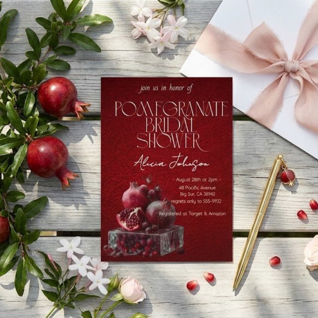Blushing Pomegranate Branch Bridal Shower Invitation (Creator Uploaded)