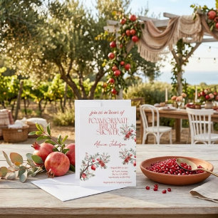 Blushing Pomegranate Branch Bridal Shower Invitation