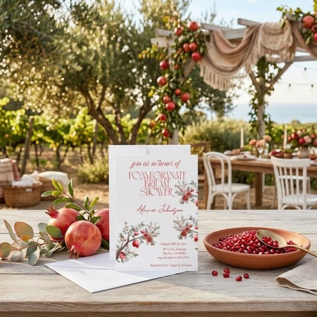 Blushing Pomegranate Branch Bridal Shower Invitation (Creator Uploaded)