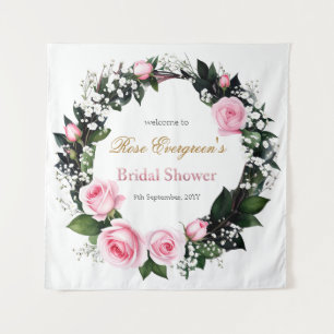Blushing Romance: Pink Rose Bridal Shower  Tapestry