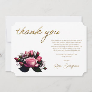 Blushing Romance:Pink Rose Bridal Shower Thank you Card