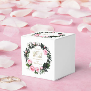 Blushing Romance:Pink Rose Bridal Shower Thank you Favour Box