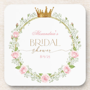 Blushing Romance: Pink Roses & Baby’s Breathe Coaster