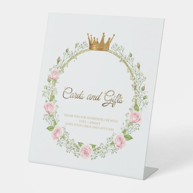 Blushing Romance: Pink Roses & Baby’s Breathe Pedestal Sign (Front)