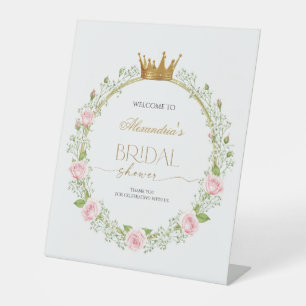 Blushing Romance: Pink Roses & Baby’s Breathe Pedestal Sign