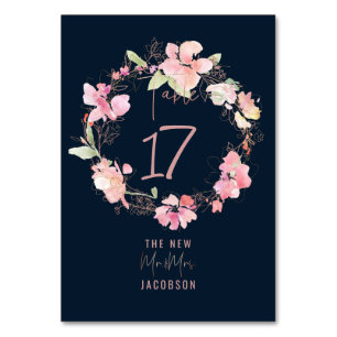 Blushing Romance, Sweetpeas Floral Wreath Table Number