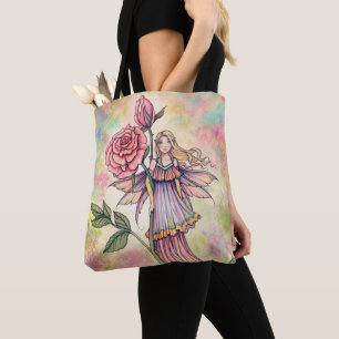 Blushing Rose Fairy Fantasy Art by Molly Harrison Tote Bag