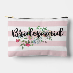 Blushing Rose Watercolor Floral Wedding Bridesmaid Accessory Pouch