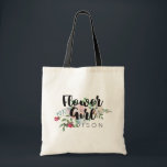 Blushing Rose Watercolor Wedding Flower Girl Tote Bag<br><div class="desc">Blushing Rose Watercolor Floral Wedding Personalised Flower Girl Tote Bag with pretty rose and peony flowers and fun modern Brush Font. Check my shop to see the entire wedding suite for this design!</div>