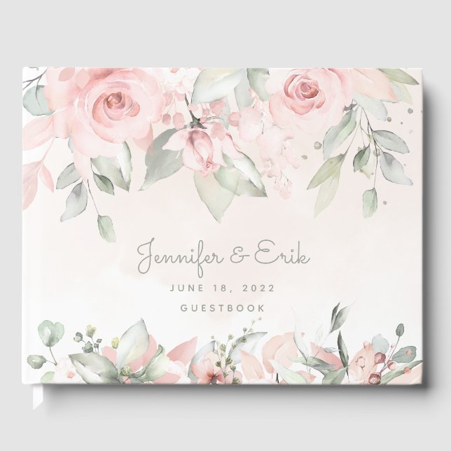 Blushing Roses Wedding Guest Book (Front)