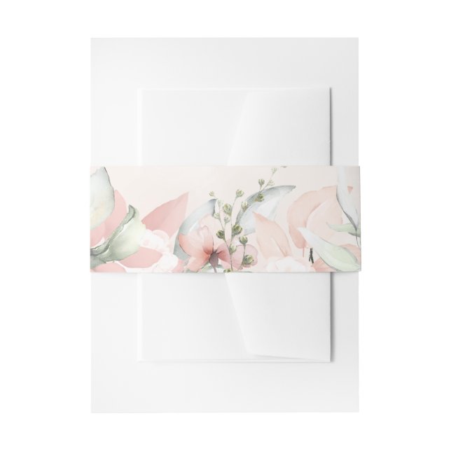 Blushing Roses Wedding Invitation Suite Invitation Belly Band (Front Example)