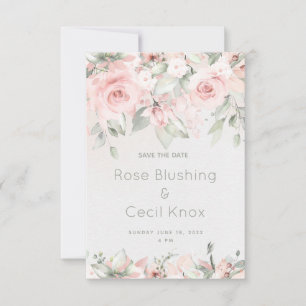 Blushing Roses Wedding Save The Date Card