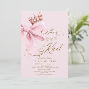 Blushing She's Tying The Knot Bow Bridal Shower Invitation