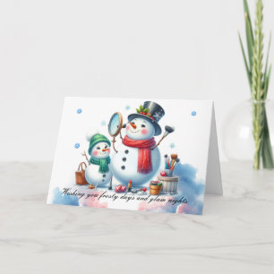 Blushing Snowman Glam Holiday Style Card