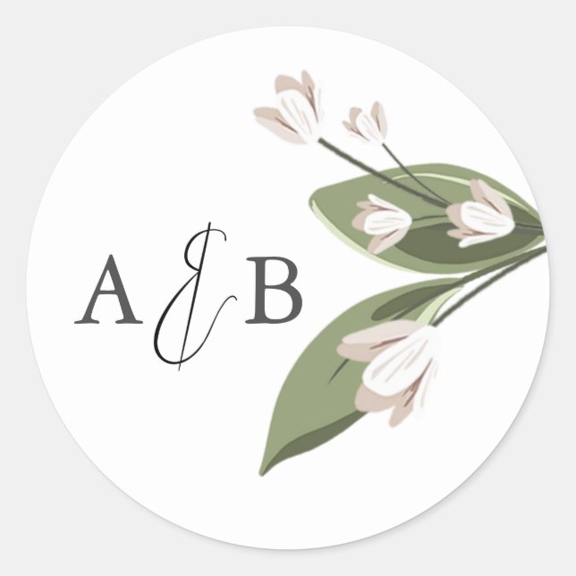 Blushing Sprigs Round Sticker (Front)