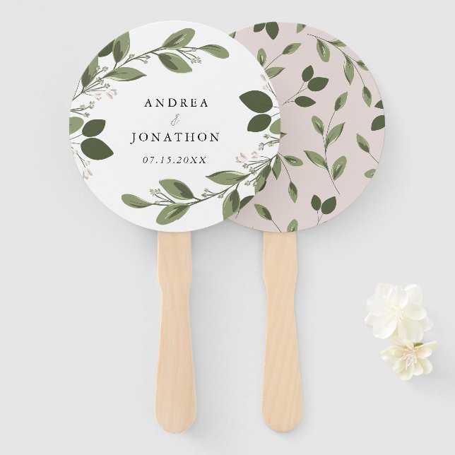 Blushing Sprigs Wedding Hand Fan (Front and Back)