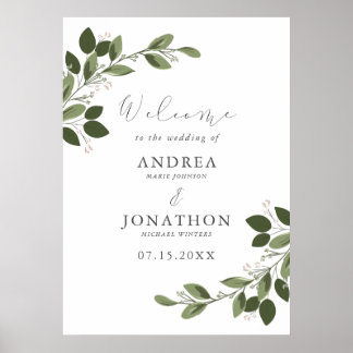 Blushing Sprigs Wedding Welcome Poster