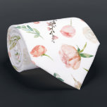 Blushing Summer Floral Watercolor Flowers Neck Tie<br><div class="desc">Featuring soft blushing peony flowers with lush botanical green foliage. Warm soft shades of greens and pastels are back again for summer, and this ethereal palette proves it. Green willow, soft celadon, warm yellow and coral peach, and delicate lilac purple together create a tranquil combination that’s easy on the eyes....</div>