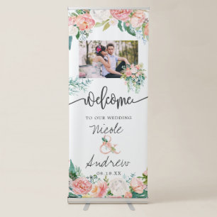 Blushing Summer Floral Welcome Wedding Retractable Banner