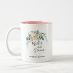 Blushing Summer Floral Wreath Wedding Favour Two-Tone Coffee Mug<br><div class="desc">Celebrate the Mother of the Groom (or customise to say any member of your bridal party) with this Gorgeous Coffee Mug. This will make a fabulous addition to the wedding party gifts and make your mum or mother-in-law feel very special! Add your custom wording to this design by using the...</div>