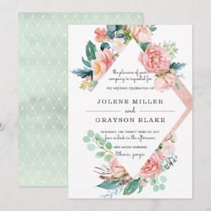 Blushing Summer   Watercolor Floral Wedding Invitation
