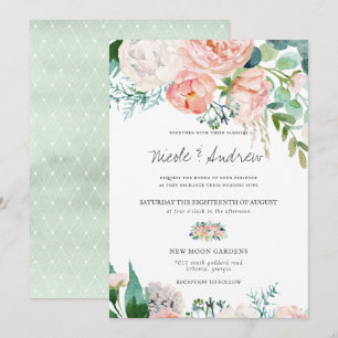 Blushing Summer   Watercolor Floral Wedding Invitation