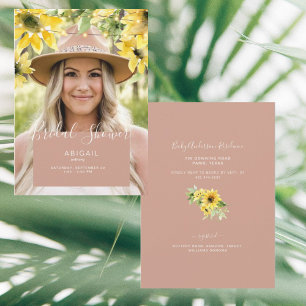 Blushing Sunflower Bride Photo Bridal Shower Invitation