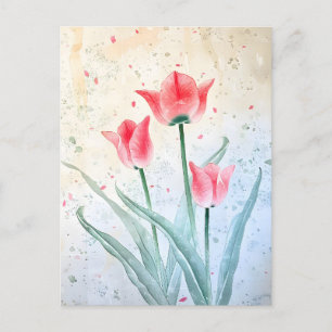 Blushing Tulip Elegance Announcement Postcard