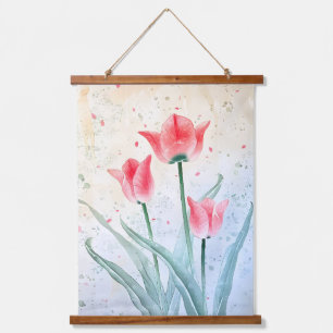Blushing Tulip Elegance Hanging Tapestry