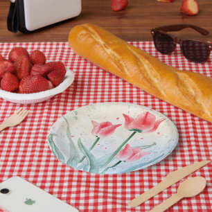 Blushing Tulip Elegance Paper Plate