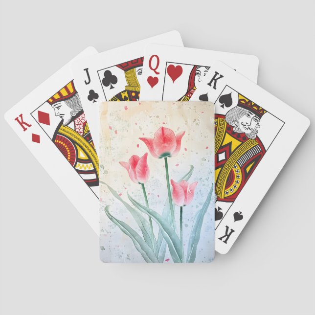 Blushing Tulip Elegance Playing Cards (Back)