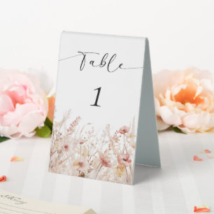 Blushing Wildflowers Wedding Table Number