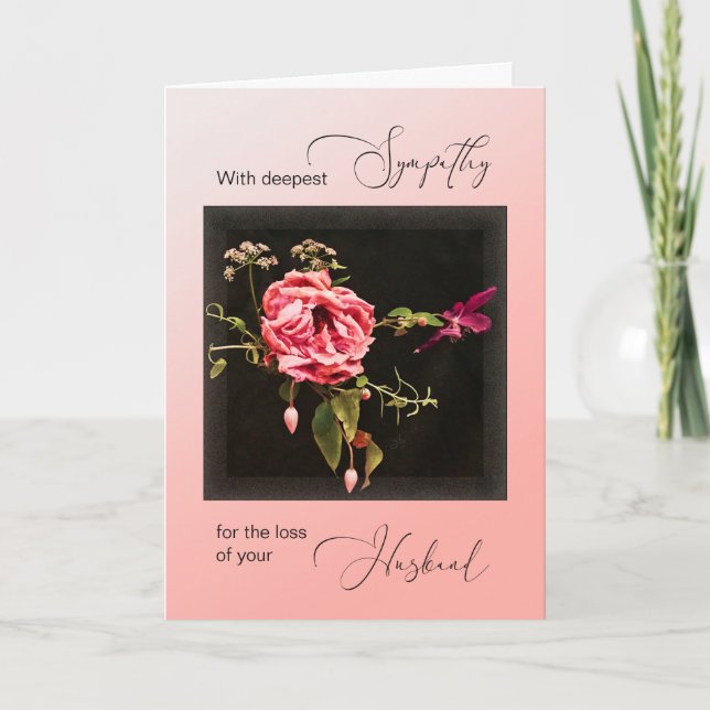 Blushing Wilted Rose Sympathy Loss of Husband Card (Front)