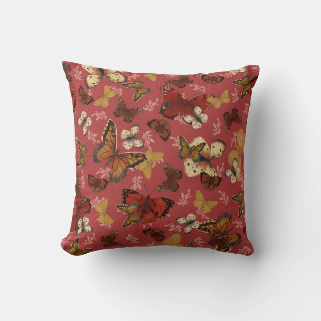 Blushing Wings – Pink Butterfly Pattern Cushion (Front)