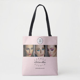BlushPink Script 3 Photo Lashes Tote Bag