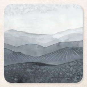 Blustering Grey Valley Square Paper Coaster