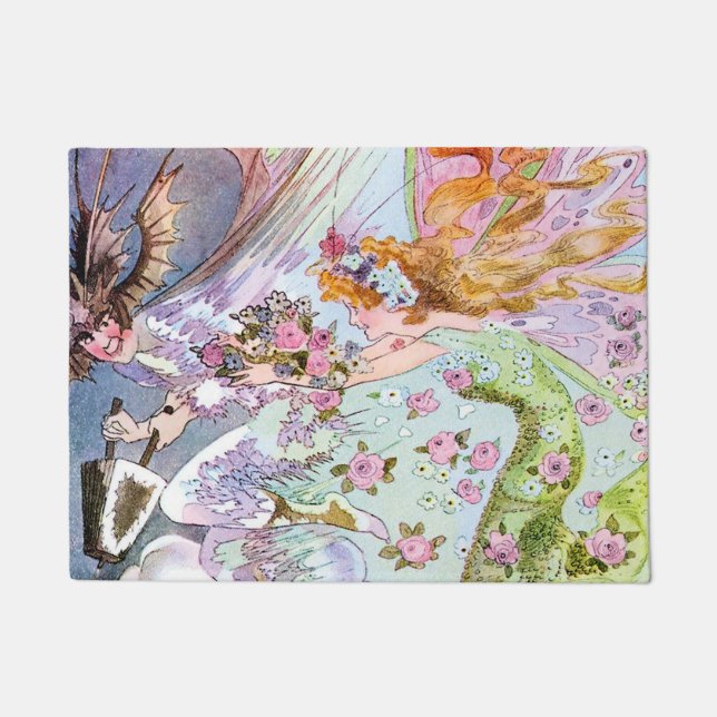 “Blustering March” Fairy Art by M T Ross Doormat (Front)